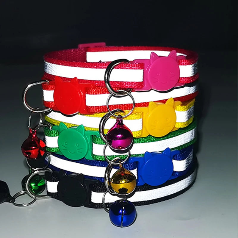 Reflective Cat Safety Buckle Collar Adjustable Custom Personalized ID Free Engraving