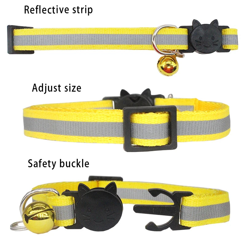 Reflective Cat Safety Buckle Collar Adjustable Custom Personalized ID Free Engraving