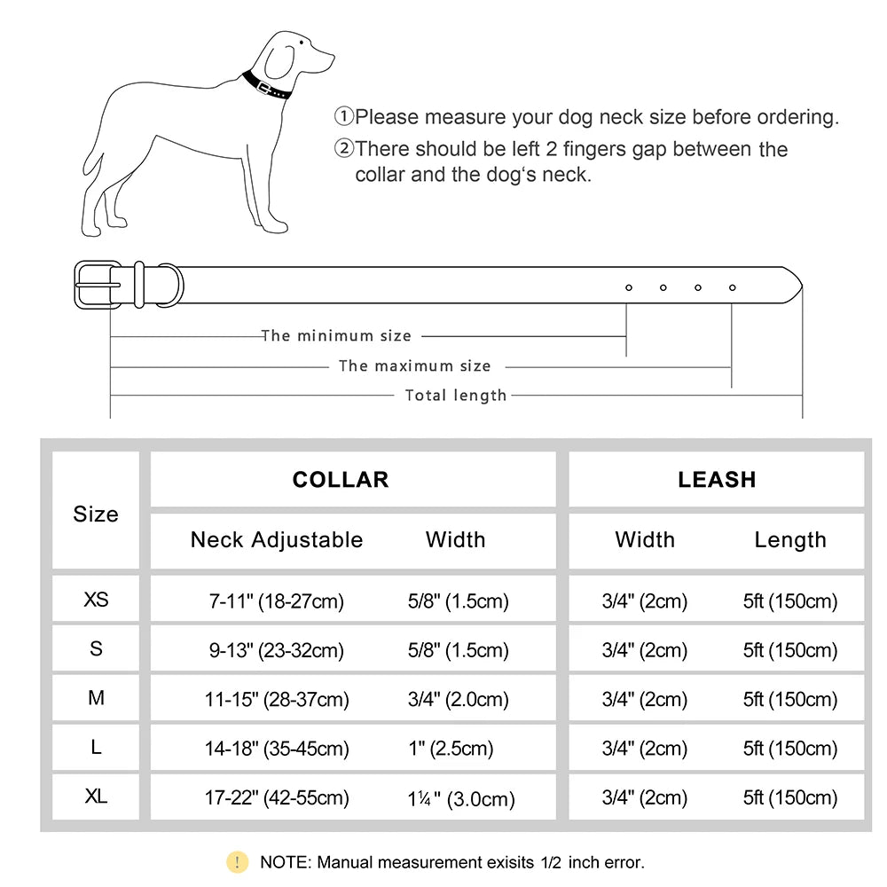 Customized Leather Dog Collar Leash Set Soft Padded Leather Collar