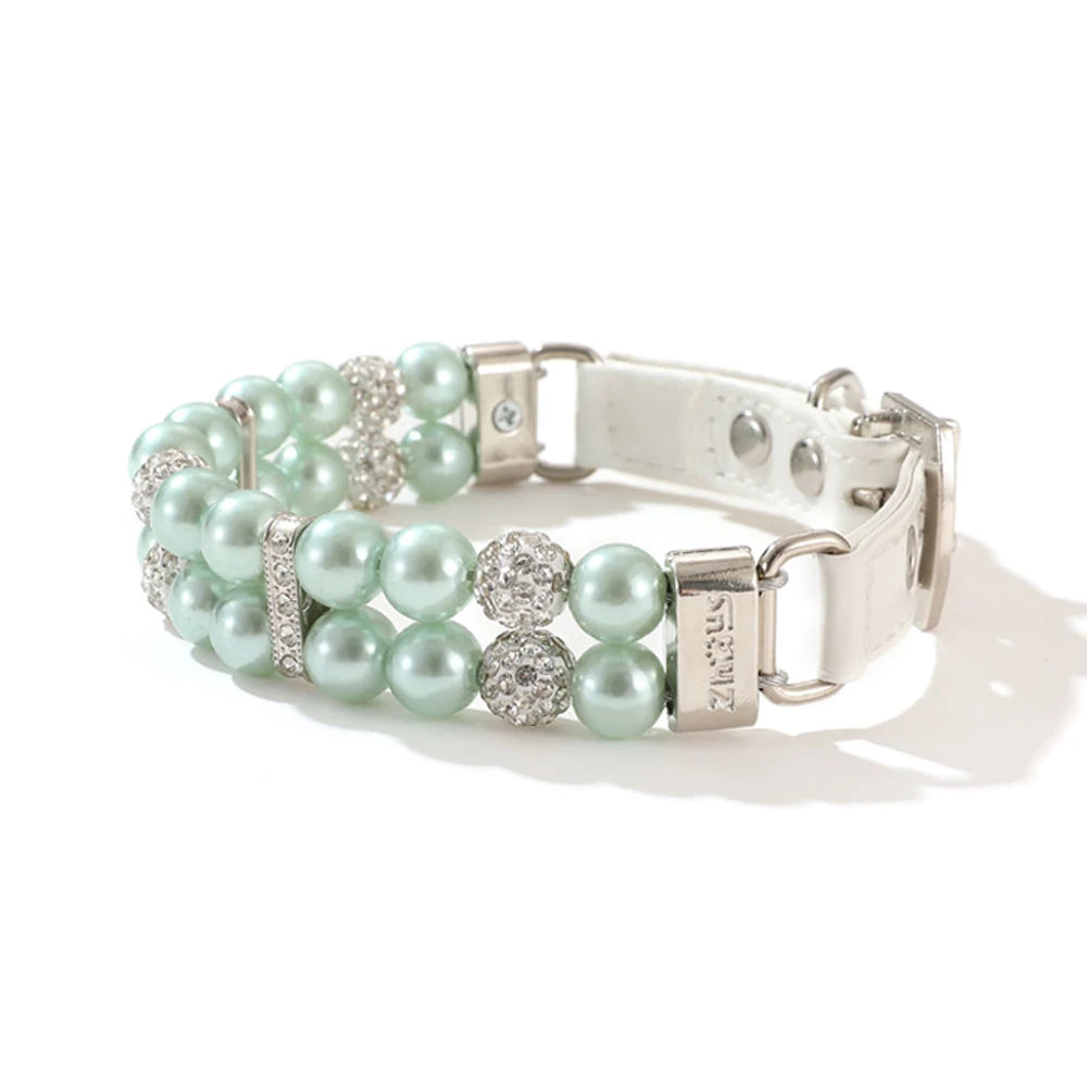 Pearl Pet Collar Artificial Pearls Rhinestone Dog Collar