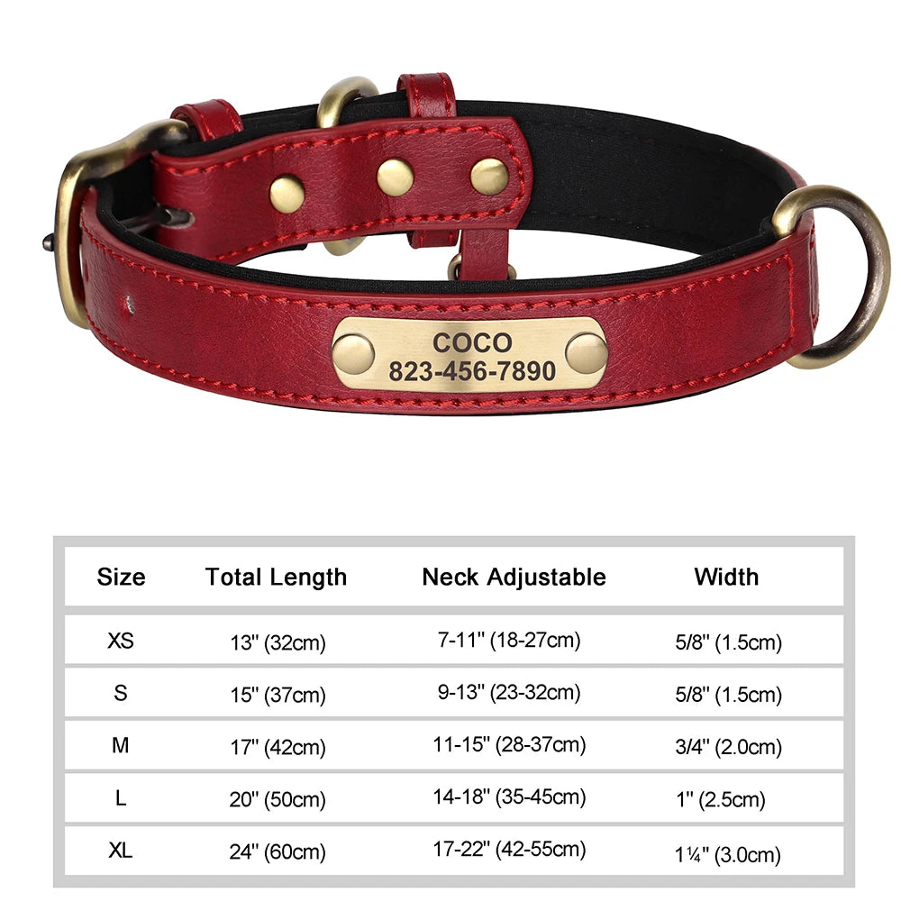 Personalized Dog Collar Custom Engraved PU Leather Dog Collars