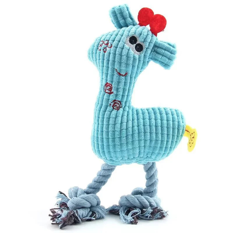 Cute Cartoon Animal Plush Pet Toy Squeaky Durable Chew Resistant