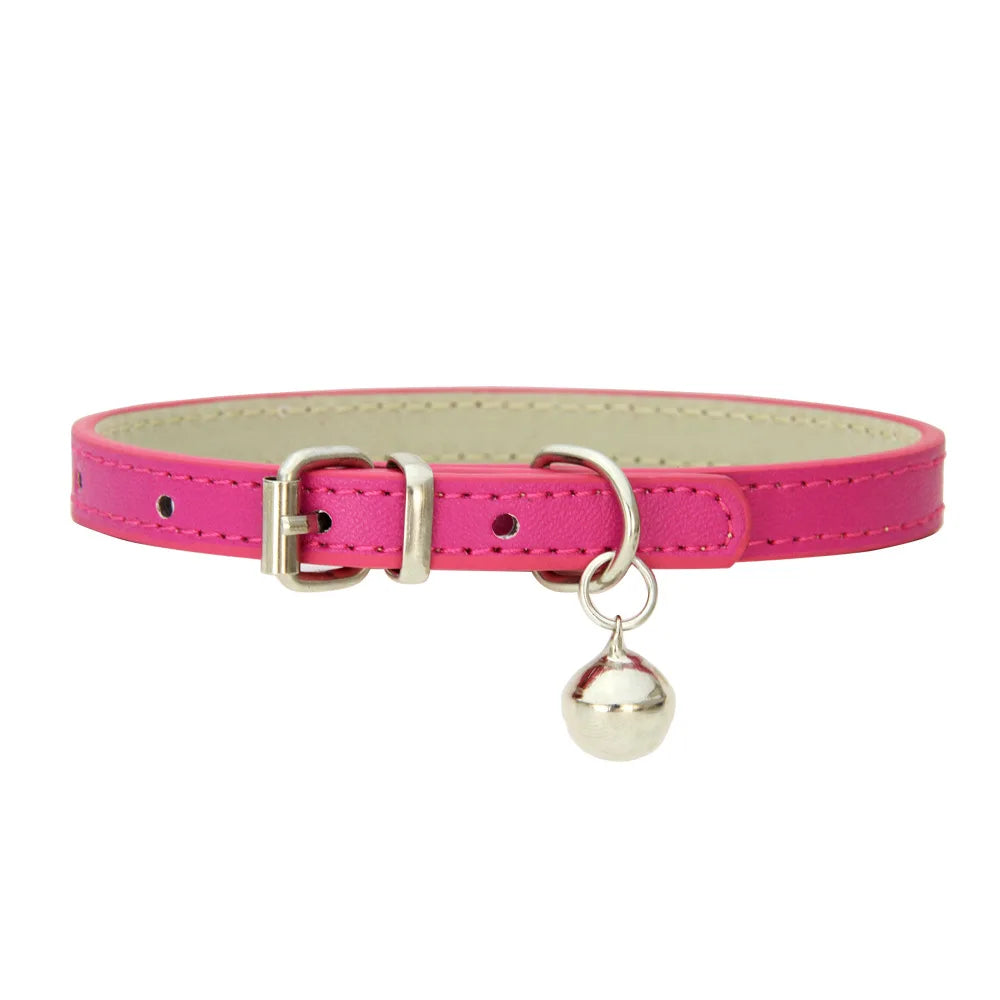 Adjustable PU Leather Cat Collar - Durable, Stylish Pet Collar with Metal Buckle