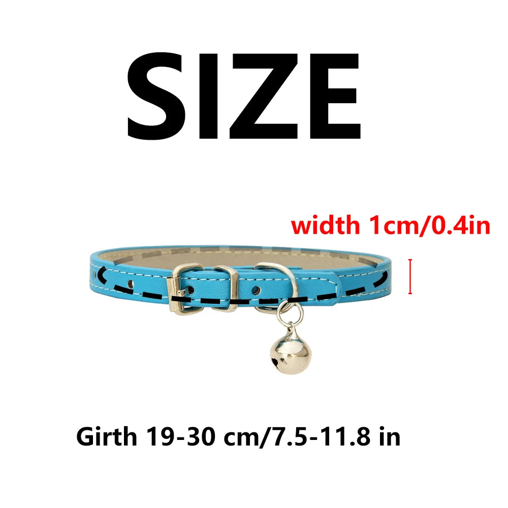 Adjustable PU Leather Cat Collar - Durable, Stylish Pet Collar with Metal Buckle