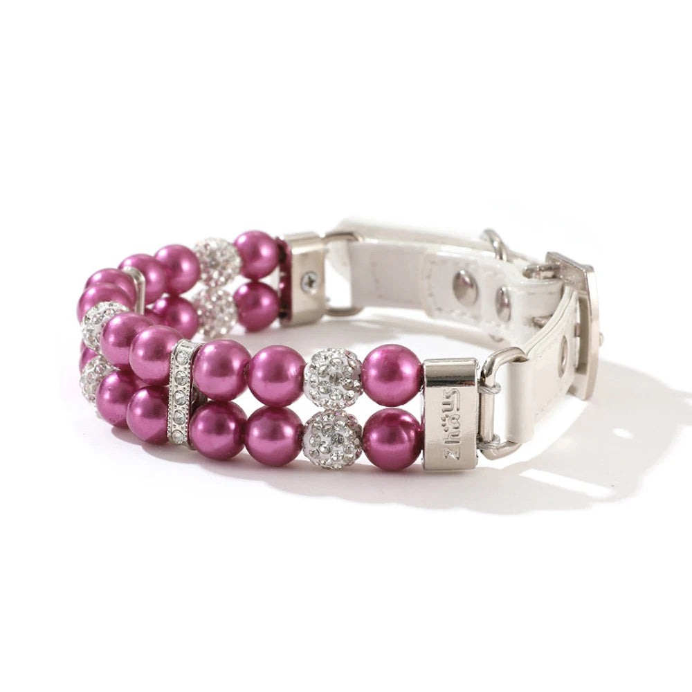 Pearl Pet Collar Artificial Pearls Rhinestone Dog Collar