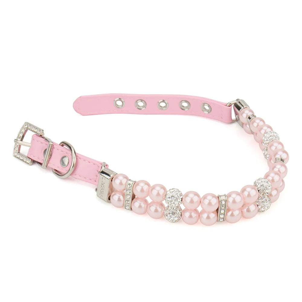 Pearl Pet Collar Artificial Pearls Rhinestone Dog Collar