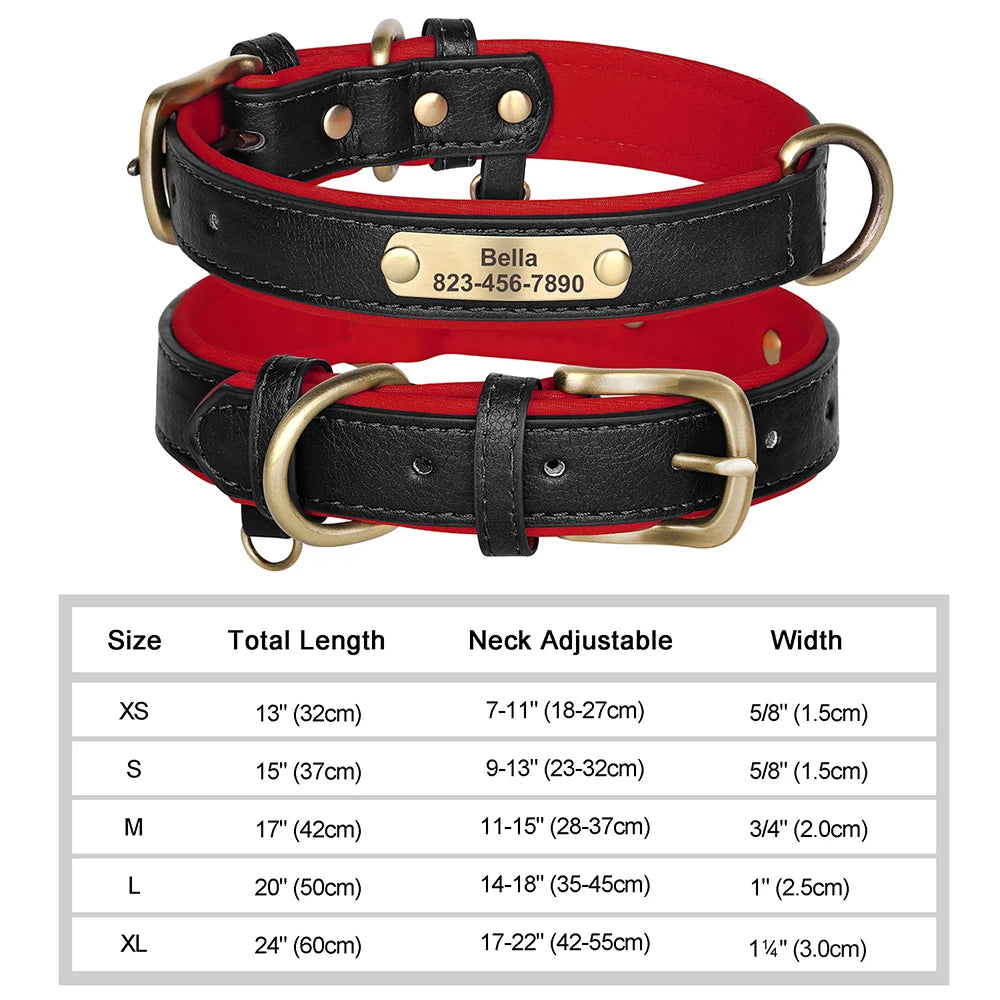 Personalized Dog Collar Custom Engraved PU Leather Dog Collars