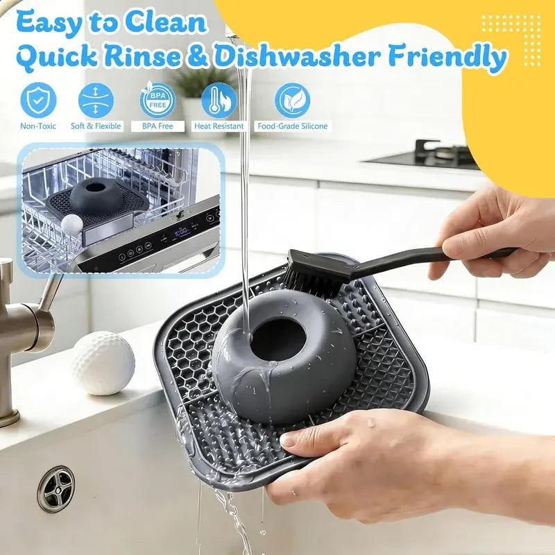 2 in 1 Silicone Slow Feeder Dog Bowl Lick Mat Anti Slip Suction