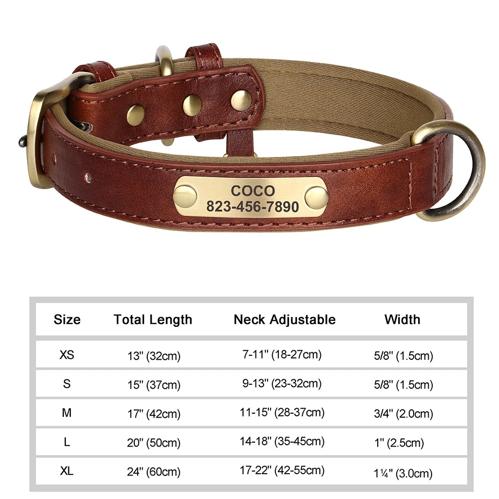 Personalized Dog Collar Custom Engraved PU Leather Dog Collars
