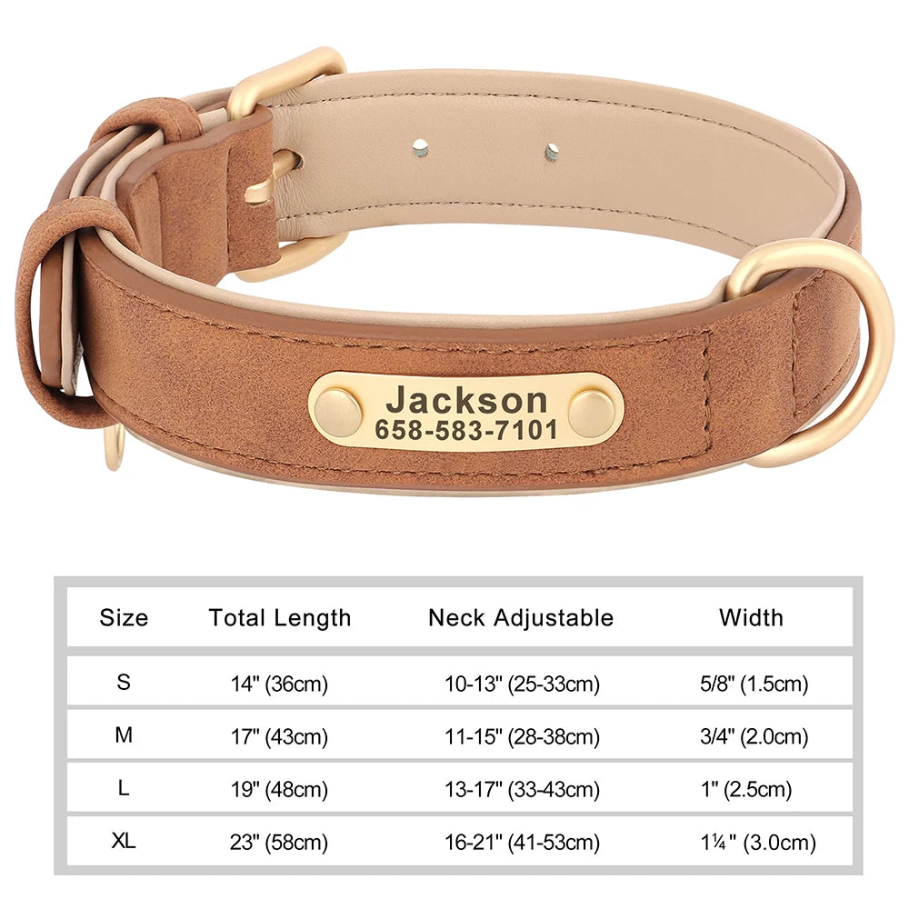 Personalized Dog Collar Custom Engraved PU Leather Dog Collars