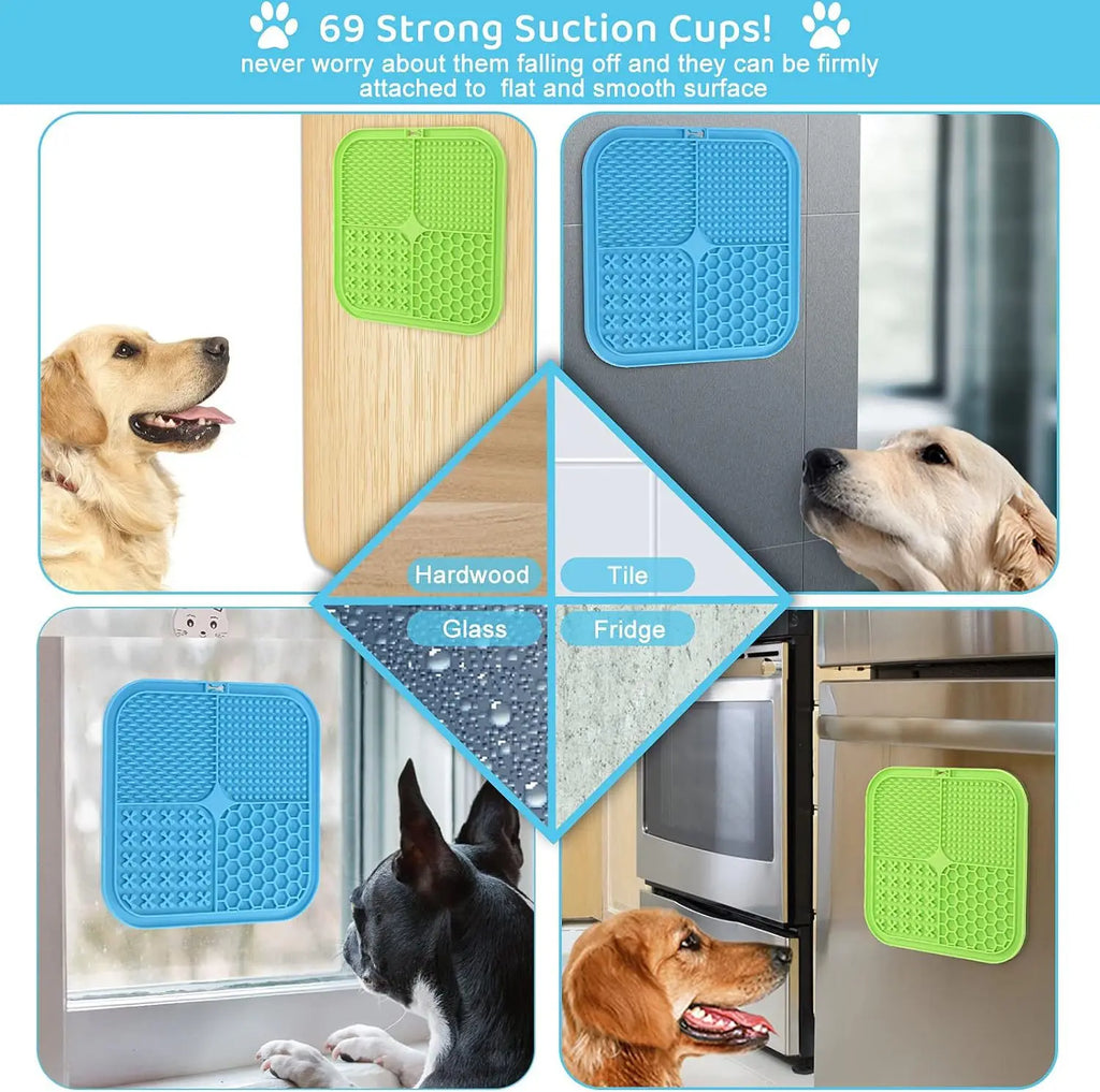 Lick Mat for Dogs & Cats with Suction Cups for Anxiety Relief Enrichment Slow Feeder