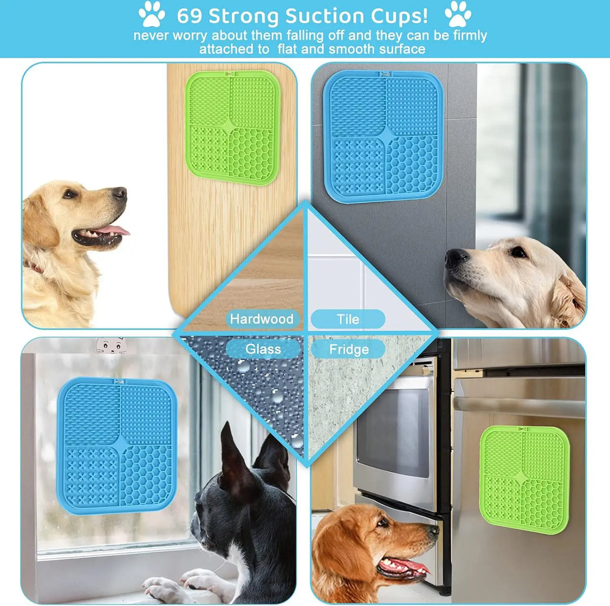 Lick Mat for Dogs & Cats with Suction Cups for Anxiety Relief Enrichment Slow Feeder