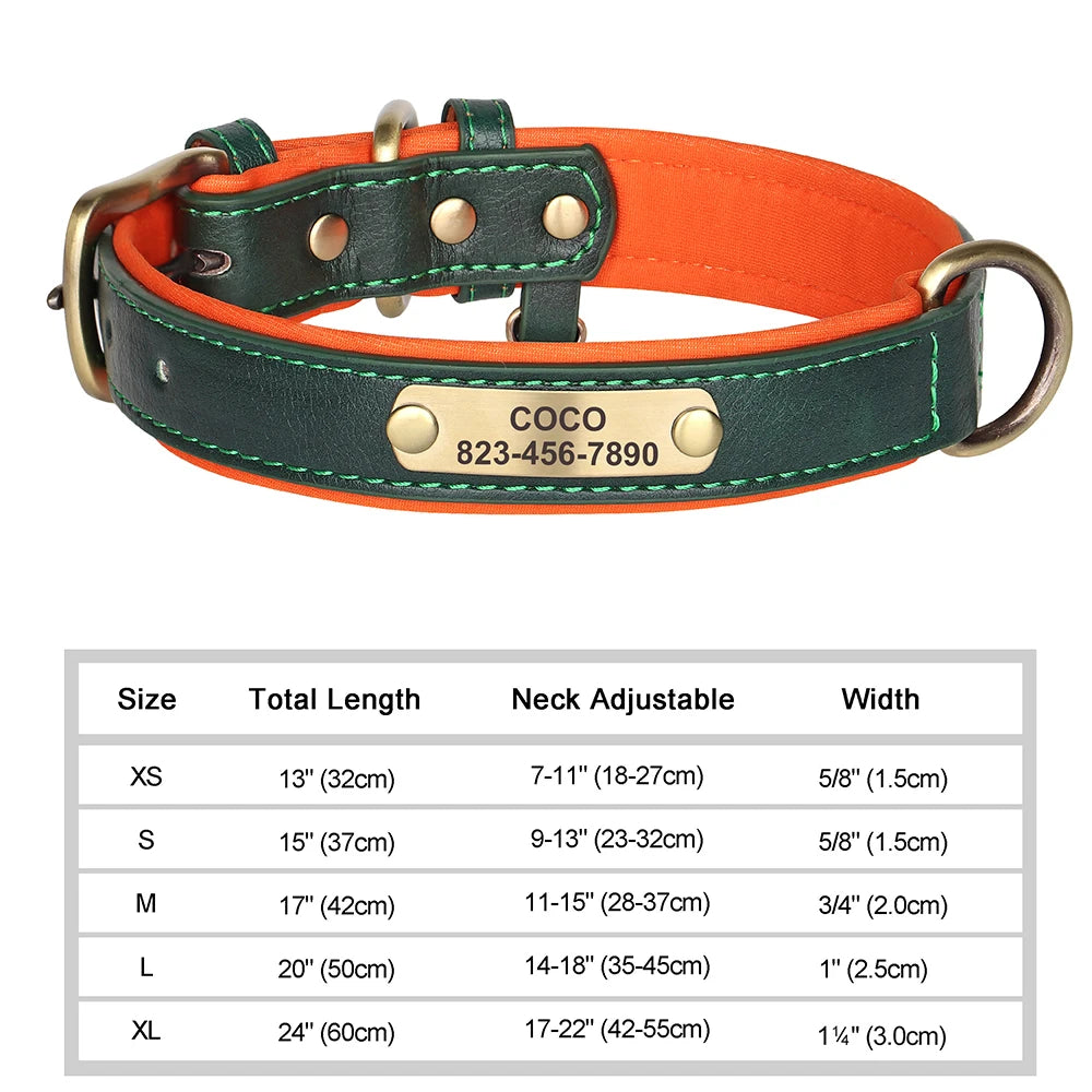 Personalized Dog Collar Custom Engraved PU Leather Dog Collars