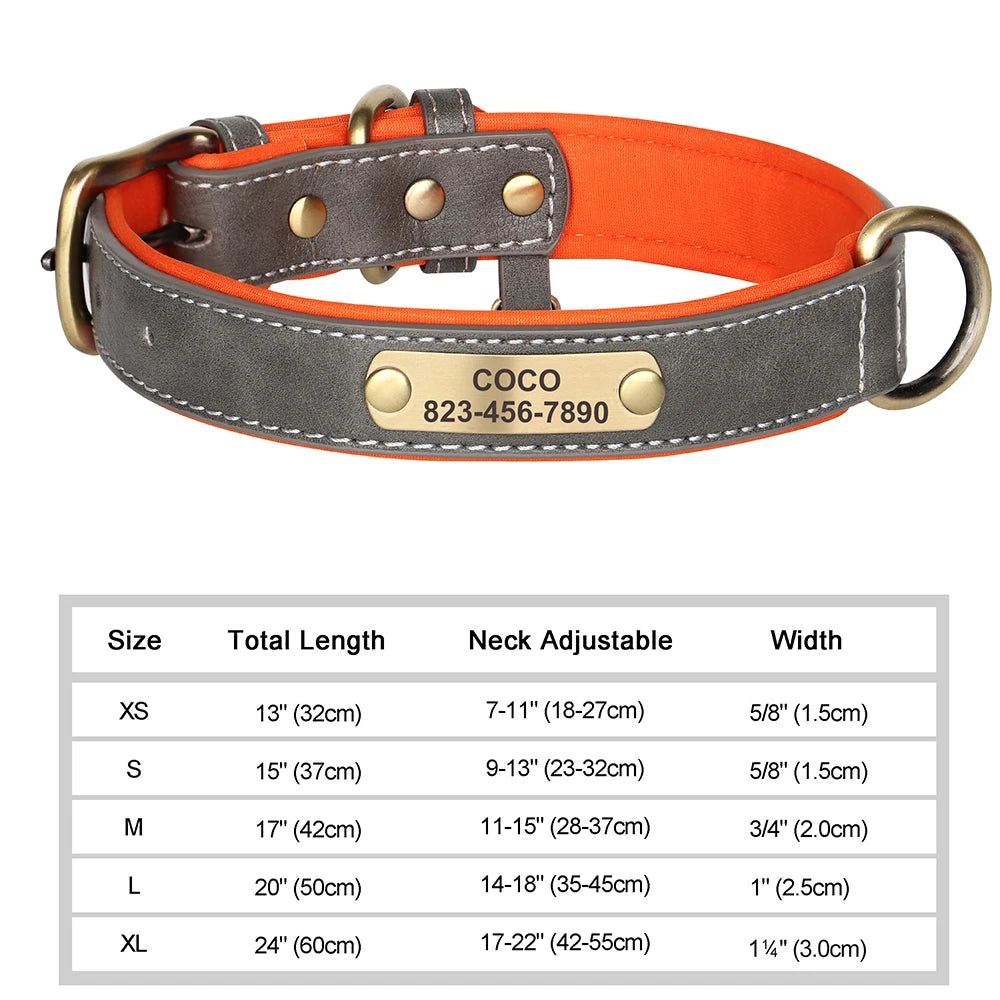 Personalized Dog Collar Custom Engraved PU Leather Dog Collars