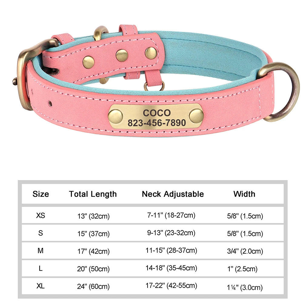Personalized Dog Collar Custom Engraved PU Leather Dog Collars