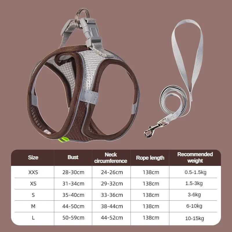 Cats Dog Accessories Small Dog Collar Safety Vest Chest Rope