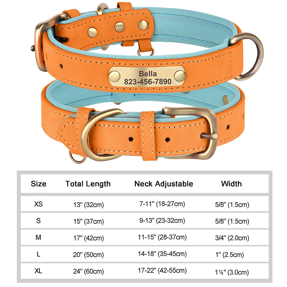 Personalized Dog Collar Custom Engraved PU Leather Dog Collars
