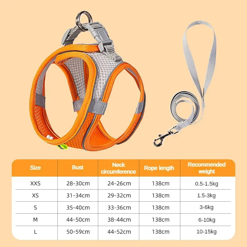 Cats Dog Accessories Small Dog Collar Safety Vest Chest Rope