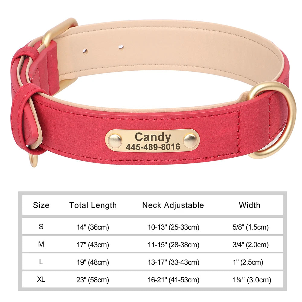 Personalized Dog Collar Custom Engraved PU Leather Dog Collars