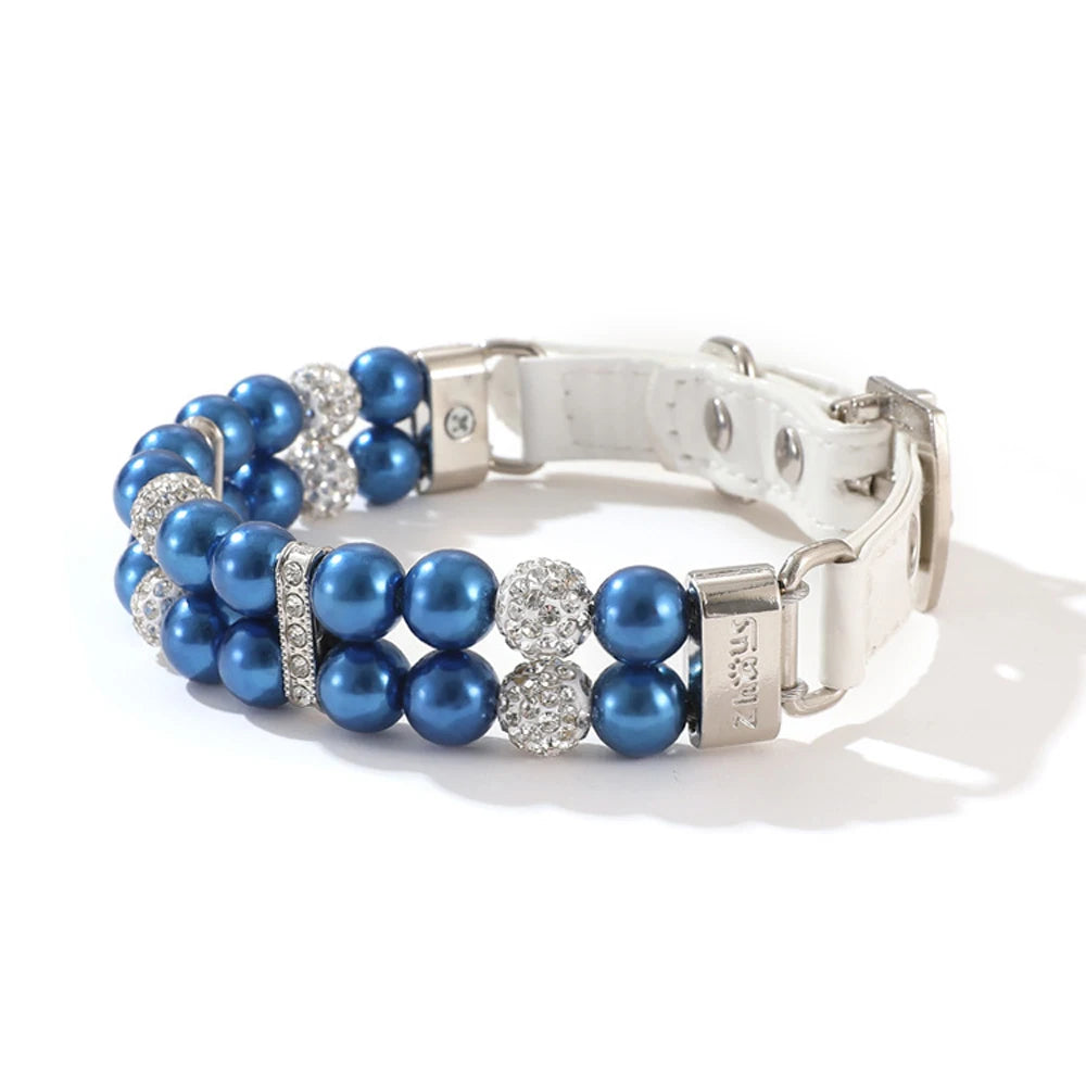 Pearl Pet Collar Artificial Pearls Rhinestone Dog Collar