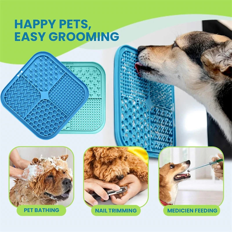 Lick Mat for Dogs & Cats with Suction Cups for Anxiety Relief Enrichment Slow Feeder