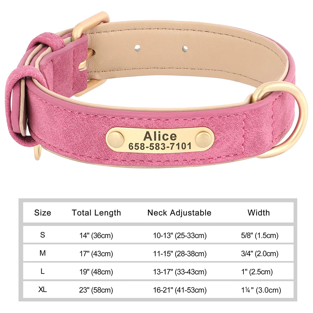 Personalized Dog Collar Custom Engraved PU Leather Dog Collars