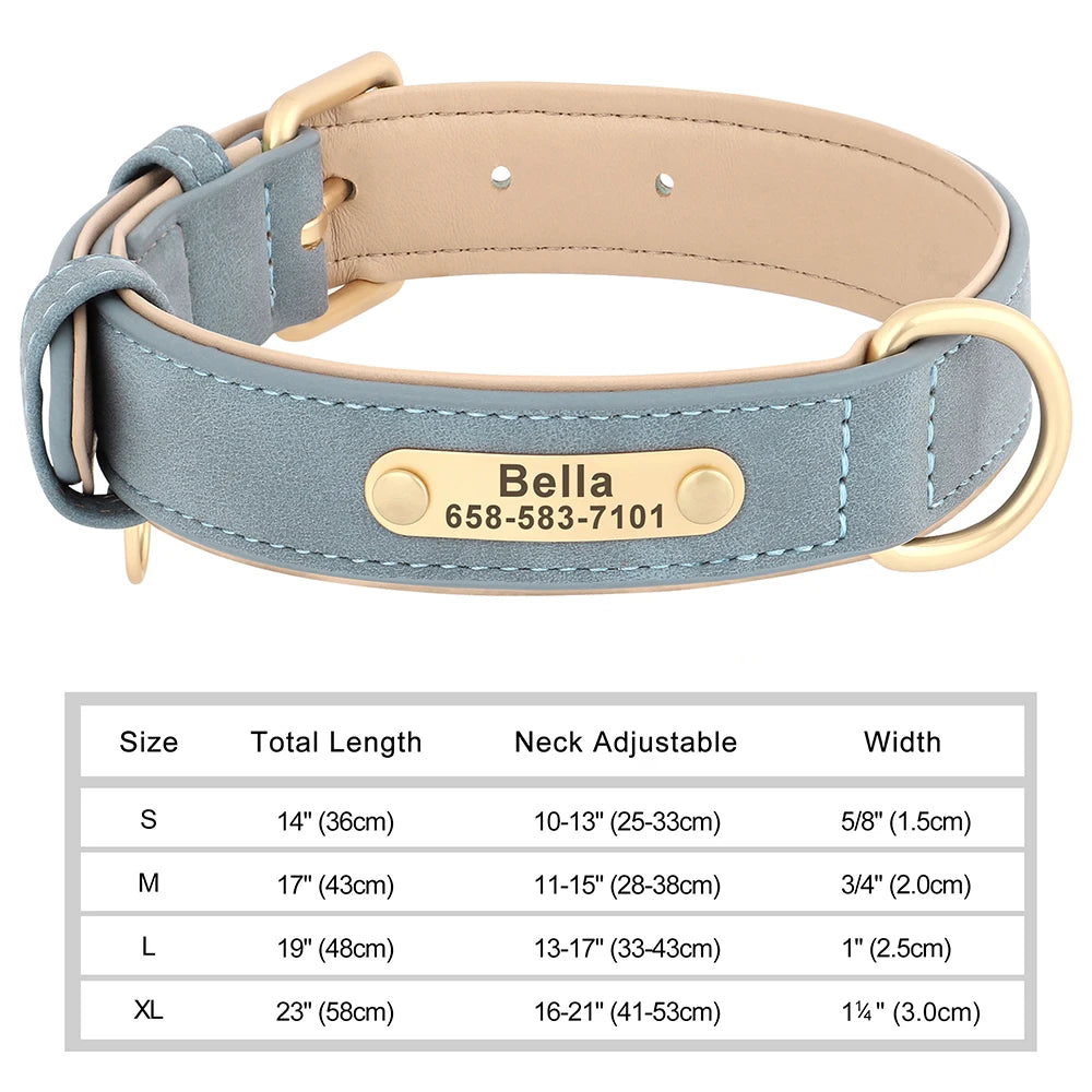 Personalized Dog Collar Custom Engraved PU Leather Dog Collars