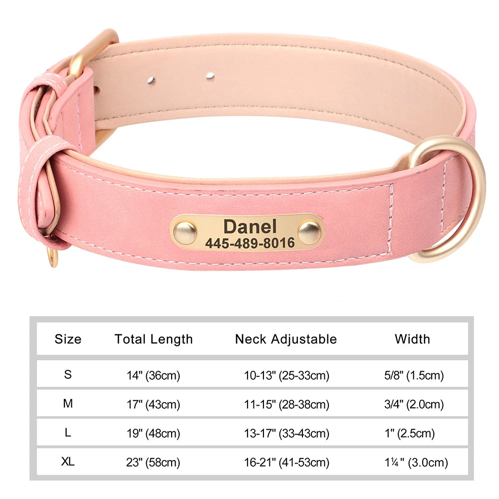 Personalized Dog Collar Custom Engraved PU Leather Dog Collars