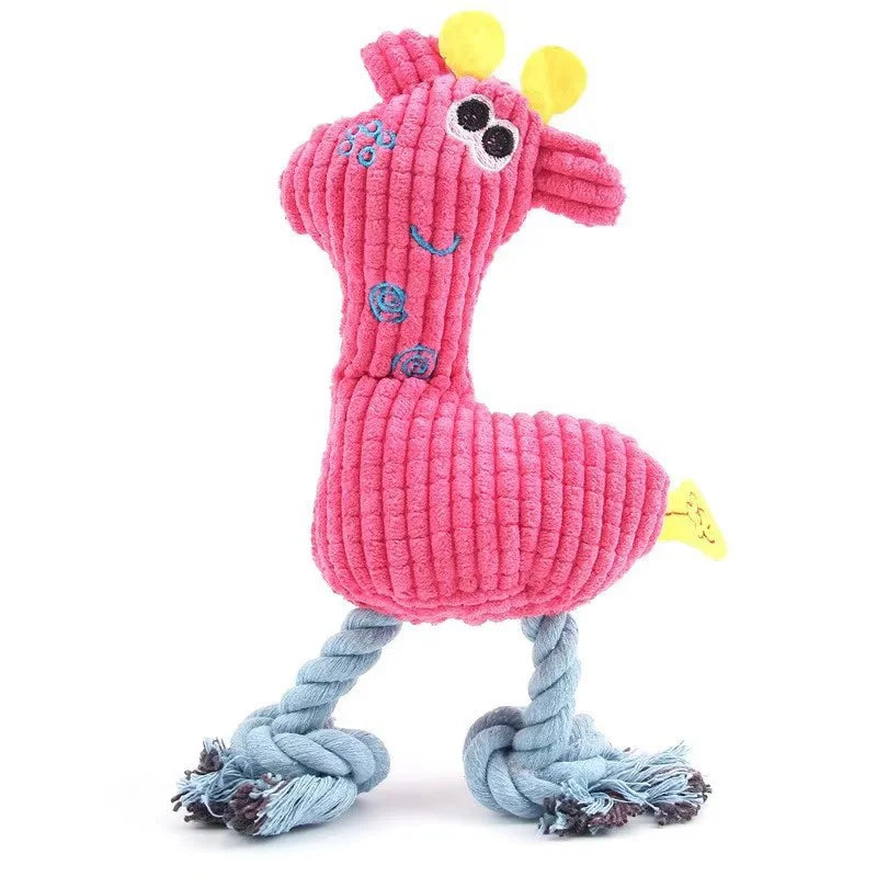 Cute Cartoon Animal Plush Pet Toy Squeaky Durable Chew Resistant